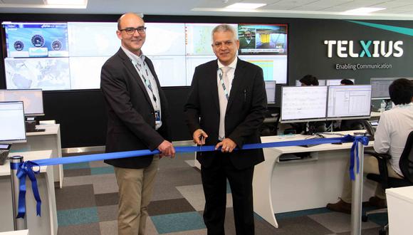 Carlos Dasi, CTO del negocio de Cable de Telxius y José Luis Díaz gerente general de Telxius Cable Perú inauguraron nuevo centro de operaciones de red en Miraflores.