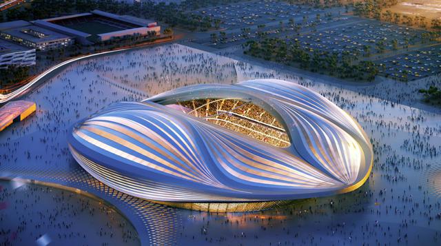 Estadio Al-Wakrah. Esta cancha, seleccionada para la fase de grupos y octavos de final, cuenta con la particularidad de estar diseñada en base a una ostra.