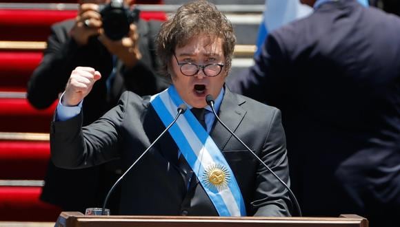 Javier Milei, Milei, ultraliberal de 53 años asumió el poder como presidente de Argentina, el domingo pasado. (EFE/ Juan Ignacio Roncoroni).