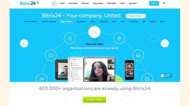 Bitrix24.com. Es gratuito para empresas hasta con 12 empleados. La aplicación viene como una combinación de varias herramientas de trabajo diferentes, como CRM, gestión de proyectos, streaming en tiempo real, planificador de la actividad, archivos compart