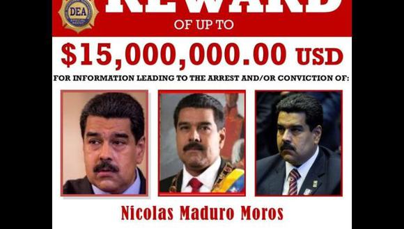 Estados Unidos ofrece una recompensa de US$ 15 millones por información que lleve a la captura del ilegítimo presidente de Venezuela, Nicolás Maduro, para juzgarlo por narcotráfico. (Reuters).