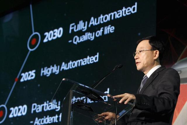 Hyundai. Hyundai tiene planeado lanzar características de conducción autónoma en sus carros para el 2020, pero no tendrá listo un vehículo totalmente autónomo hasta el 2030. Si bien el objetivo de Hyundai es a largo plazo, sus vehículos premium como el Gé