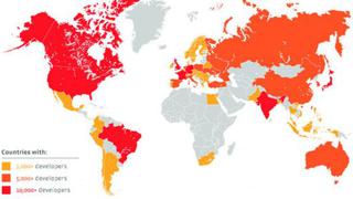 ¿Qué países concentran la mayor cantidad de desarrolladores de Facebook?