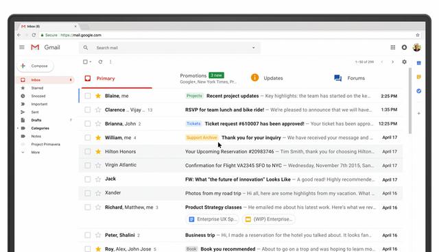 FOTO 6 | 6. Haz más sin salir de tu inbox. Con el rediseño de la aplicación web de Gmail, los usuarios tendrán una ayuda para tomar medidas aún más rápidas. Ahora puede ver y hacer clic en archivos adjuntos en su bandeja de entrada antes de abrir un hilo, puede pasar el mouse sobre los mensajes sin hacer clic en ellos para hacer cosas como reservaciones a una invitación a una reunión, archivar un hilo de correo electrónico o posponerlo con el nuevo botón Snooze. También se tendrá acceso, con facilidad y sin salir del panel principal, a la función Tareas o Google Calendar.