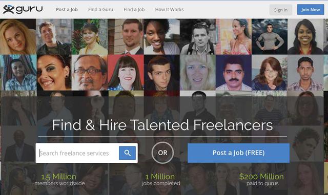 FOTO 3 | 3.- Guru. Sin duda, esta es una de las más grandes plataformas de freelancers en el mundo, cuenta con más de 1,5 millones de miembros, más de 1 millón de trabajos terminados, y más de 200 millones de dólares en pagos a los gurúes (freelancers).