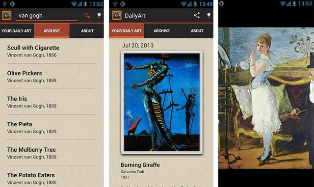 DailyArt: La app, además, cuenta con un archivo general para acceder a todas las obras publicadas y en cada una agrega el link del museo o galería donde puede ser visitada. DailyArt está disponible sin costo para Android e iOS.