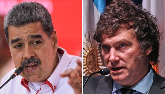 Presidente Milei rechaza diálogo con Maduro y cita razones de dictadura. (Fotos de Juan BARRETO / Zak BENNETT / AFP)