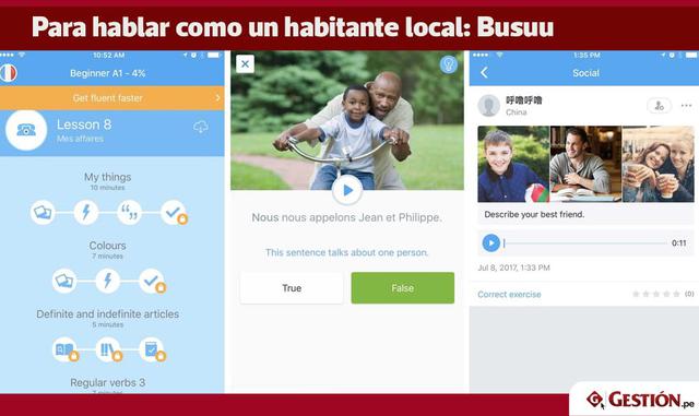 Por qué nos gusta: Busuu ofrece para el aprendizaje de una lengua el equivalente de los amigos por correspondencia: si usted está estudiando francés, sus ejercicios de conversación son evaluados por estudiantes de Busuu en Francia, siempre que devuelva el