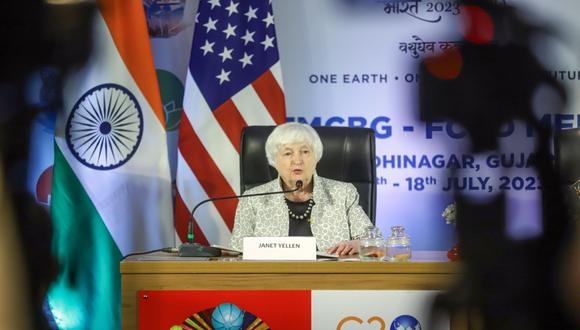 Yellen habló desde Gandhinagar, India, donde se reunirá con titulares de finanzas de las economías más grandes del mundo.  (Foto: Bloomberg)