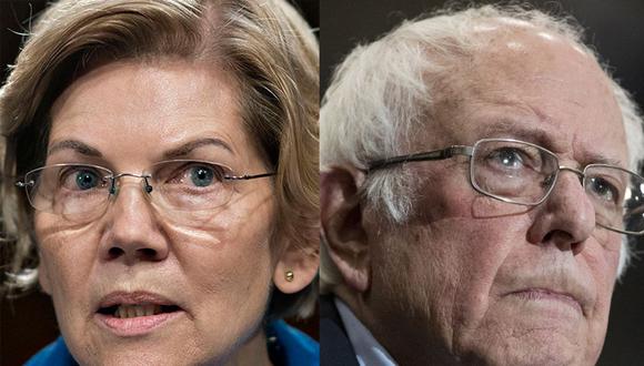 Elizabeth Warren y Bernie Sanders. (Foto: Bloomberg)