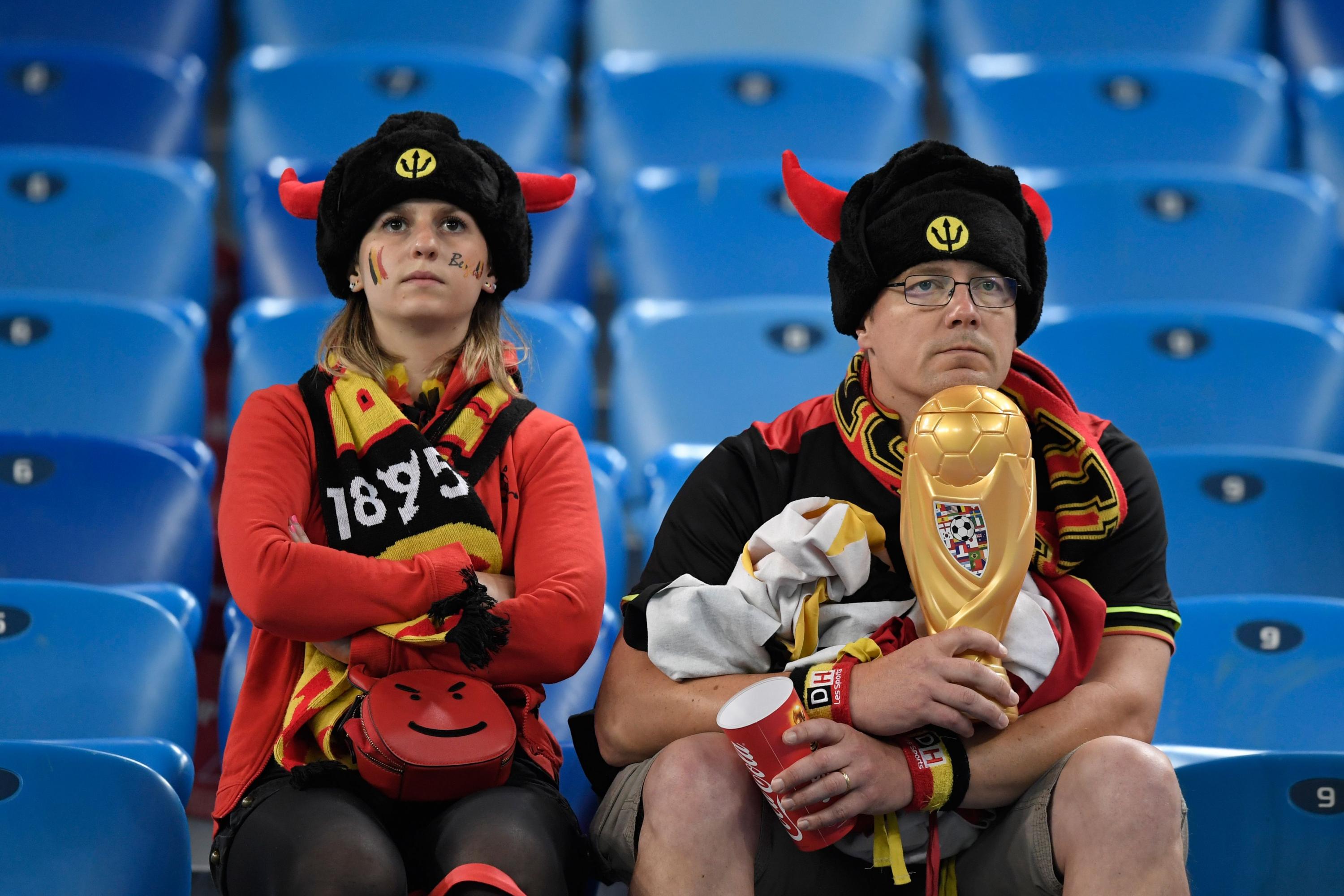 Hinchas de Bélgica en la semifinal (Foto: AFP)