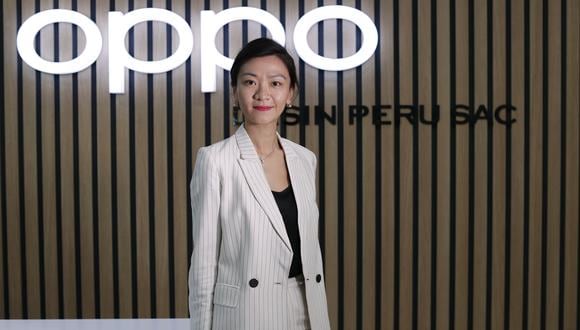 Singerala Zhou, sales director de Oppo Perú, anuncia los planes de la marca china para el mercado local.