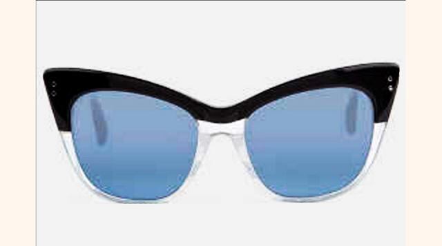 Todo tendencias. Gafas de sol &quot;vintage&quot; de Erdem. Mirada de gato (con lentes azuladas) y montura bicolor (negra en la parte superior y transparente en la inferior). Las gafas de Erdem para este invierno son un auténtico derroche de &quot;glamour