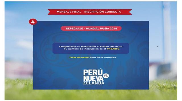 Foto 6 | Luego que los datos fueran ingresados en el formulario de manera exitosa, aparecerá una ventana indicando el número de inscripción y la fecha en la que se publicará la lista de ganadores. Se sugiere que se realice una captura de pantalla o tomes 