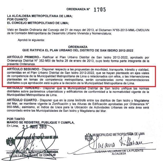Documento de Municipalidad de Lima.