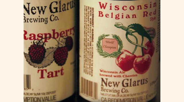 Wisconsin Belgian Red (New Glarus) Cada botella de esta cerveza roja de estilo belga se elabora en Wisconsin con más de una libra de cerezas Door County. New Glarus Brewing Company ha perfeccionado el equilibrio