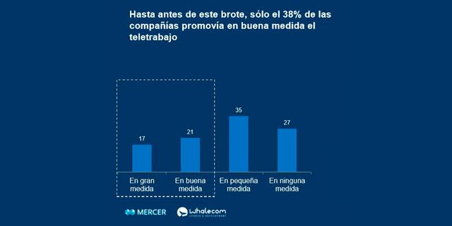 FOTO 2 | 2. Poco más de la tercera parte de las empresas promovían en buena medida el teletrabajo antes de la pandemia por coronavirus.