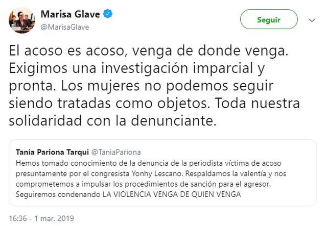 Marisa Glave: "Exigimos una investigación imparcial y pronta". (Foto: Captura)