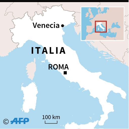 Mapa de Italia localizando Venecia, que se vio afectada por una marea alta histórica la noche del martes. (AFP)