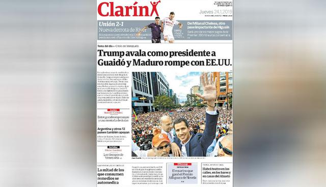 La crisis de Venezuela en las principales portadas del mundo. (Foto: Clarín - Argentina)