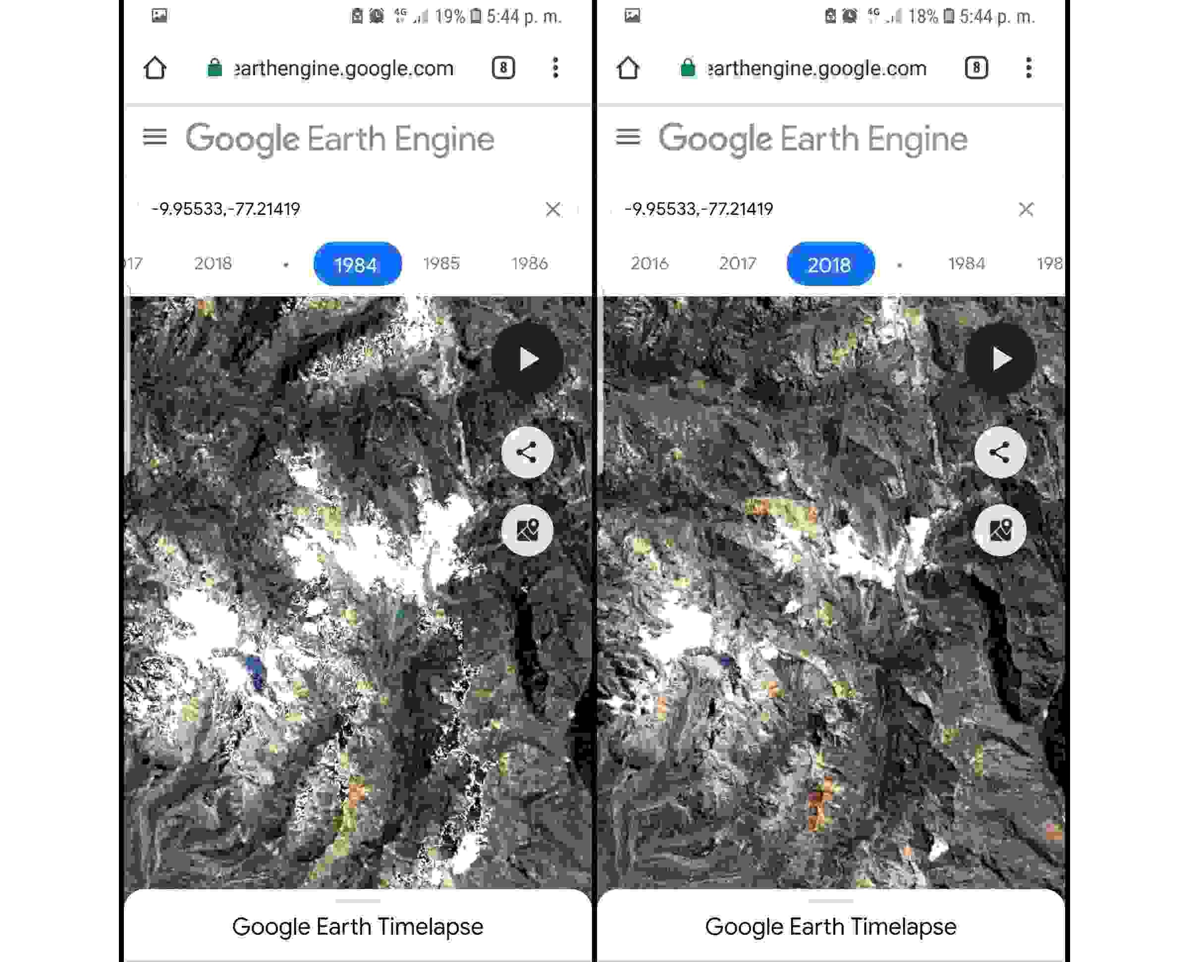 Así cambió el Pastoruri. (Foto: Google)