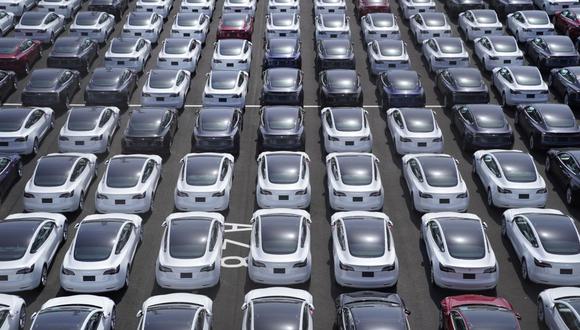 Tesla vehicles in a parking lot after arriving at a port in Yokohama, Japan. Photographer:  Toru Hanai/Bloomberg