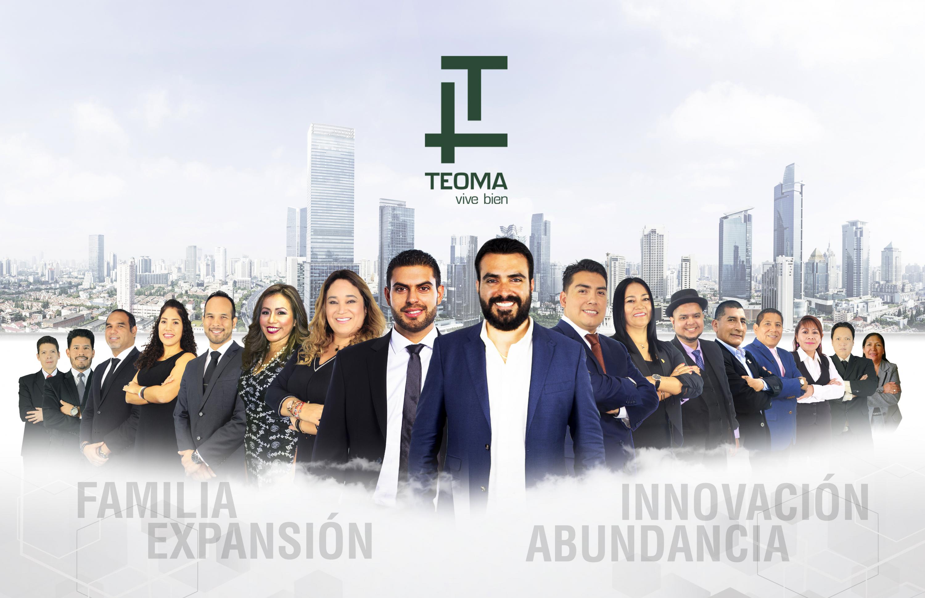 David Novoa (centro) junto a los miembros de la familia Teoma.