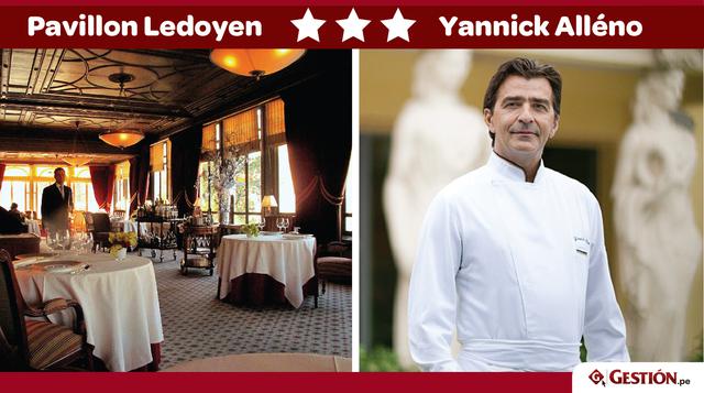 Pavillon Ledoyen. El restaurante del laureado Yannick Alleno ofrece un menu trois étoiles (menú de tres estrellas, haciendo referencia a sus estrellas Michelin), presentada en nueve servicios. Precio: 490 euros.