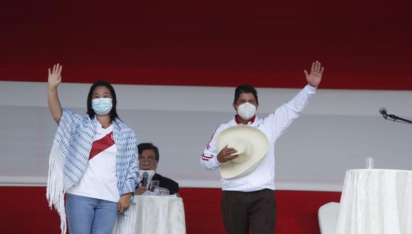 Este sábado 1 de mayo se llevó a cabo el debate presidencial entre los candidatos Keiko Fujimori (Fuerza Popular) y Pedro Castillo (Perú Libre) en la ciudad de Chota, región Cajamarca. (Foto: Hugo Pérez / @photo.gec)