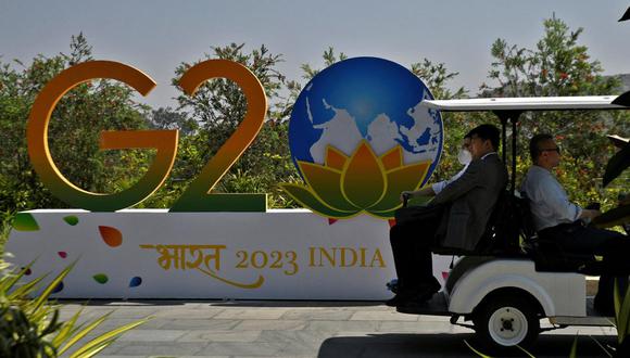 Delegados camino al lugar de una reunión de funcionarios financieros del G20 cerca de Bangalore, India.