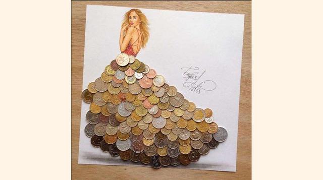 FOTO 8 | Boceto realizado con la combinación de dibujo y monedas.