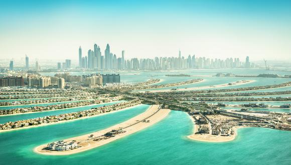 Vista del Palm Jumeirah en Dubái, Emiratos Árabes Unidos.
