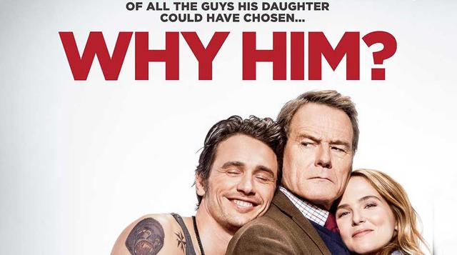 La comedia romántica "Why Him?" obtuvo una taquilla de US$ 6.9 millones este fin de semana y se posicionó en el sétimo lugar. La película, dirigida por John Hamburg, está protagonizada por James Franco, Bryan Cranston y Zoey Deutch. (Foto: IMDB)