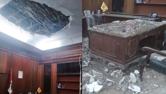 Se desplomó el techo del despacho de la congresista Patricia Juárez. Foto: GEC