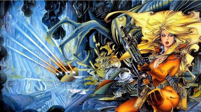 Es lorna, el personaje salida del pincel de Alfonso Azpiri. El juego se publicó en Topo Soft después de que Dinamc rechazara lanzarlo durante varios años.