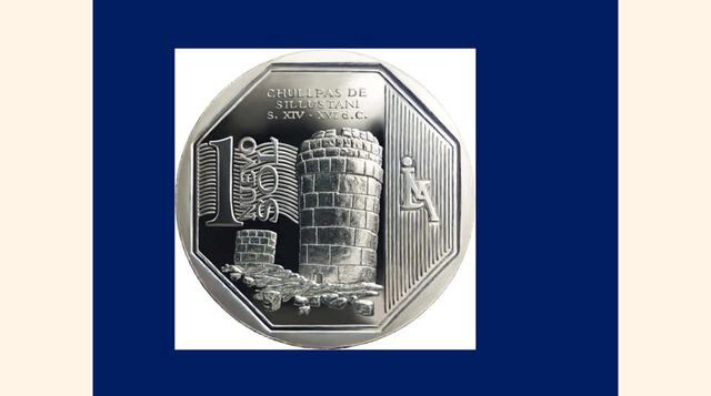 La moneda de un Nuevo Sol alusiva a las "Chullpas de Sillustani" es la cuarta moneda de la Serie Numismática. En el reverso, se aprecia las Chullpas de Sillustani, ubicadas en la región Puno, que son restos de un santuario levantado por los Coll