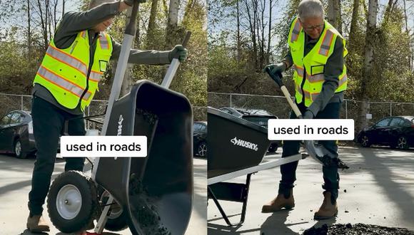 El multimillonario Bill Gates tomó una pala para reparar el asfalto por una razón en particular (Foto: Bill Gates / Instagram)