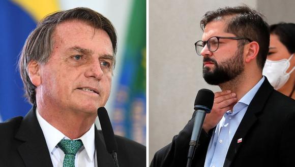 Las relaciones entre Brasil y Chile se han enfriado desde la llegada al poder hace cinco meses del izquierdista Boric, a cuya asunción Bolsonaro no asistió, pese a estar invitado. (Foto: Composición de AFP)