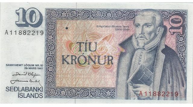 Corona islandesa. Existen seis tipos de billetes en Islandia con este topónimo. Aunque la corona islandesa es de las más devaluadas en el mundo, los bocetos de sus billetes no dejan de sorprender.