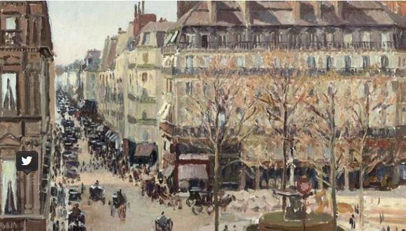 “Rue Saint-Honoré por la tarde. Efecto de la lluvia”, el cuadro de Camille Pissarro. (Foto: Infobae).