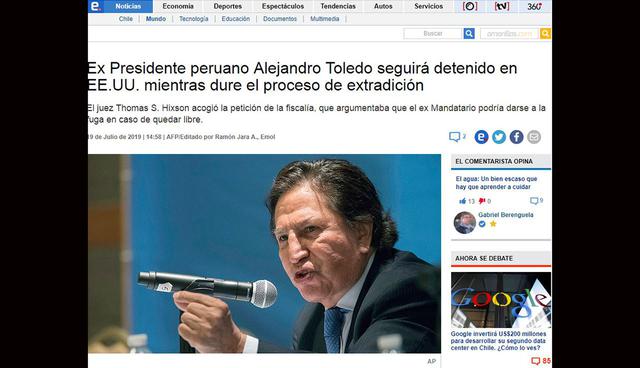 Alejandro Toledo es noticia en&nbsp;El Mercurio de Chile.