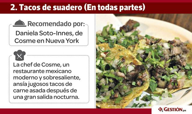 "Si voy a comer después de una salida nocturna, definitivamente anhelo algo picante porque reconforta y es delicioso, así que los bares de tacos son mis lugares favoritos para hacer una parada”.