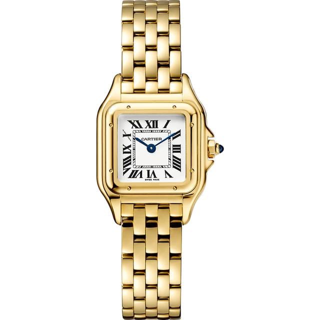 El diseño del Panthère de Cartier fusiona líneas cuadradas con esquinas redondeadas. Presentado en 1983, se ha convertido en un ícono de la relojería. Su pulsera es flexible y está inspirada en los movimientos del animal emblemático de la marca. (Foto: Casa Banchero)