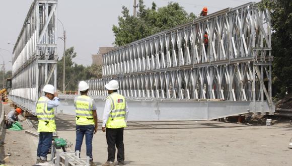 El MTC colocó puentes modulares luego que el Fenómeno El Niño Costero dañara estructuras que conectaban distritos de Lima Este. (Difusión)