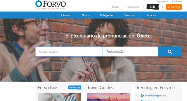 FOTO 5 |Forvo: Si tu fuerte es la pronunciación, con Forvo, podras repetir las frases una y otra vez, ya que es una guía online de pronunciación gratuita. Además podras conocer la fonética y distinguir diversos acentos. (Web Forvo)