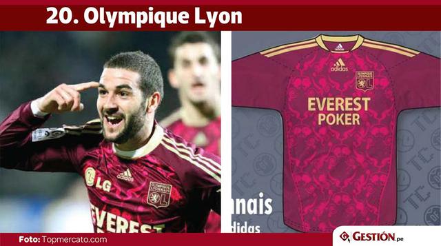 Esta llamativa casaquilla defendieron los jugadores del Olympique Lyonnais en 2010.