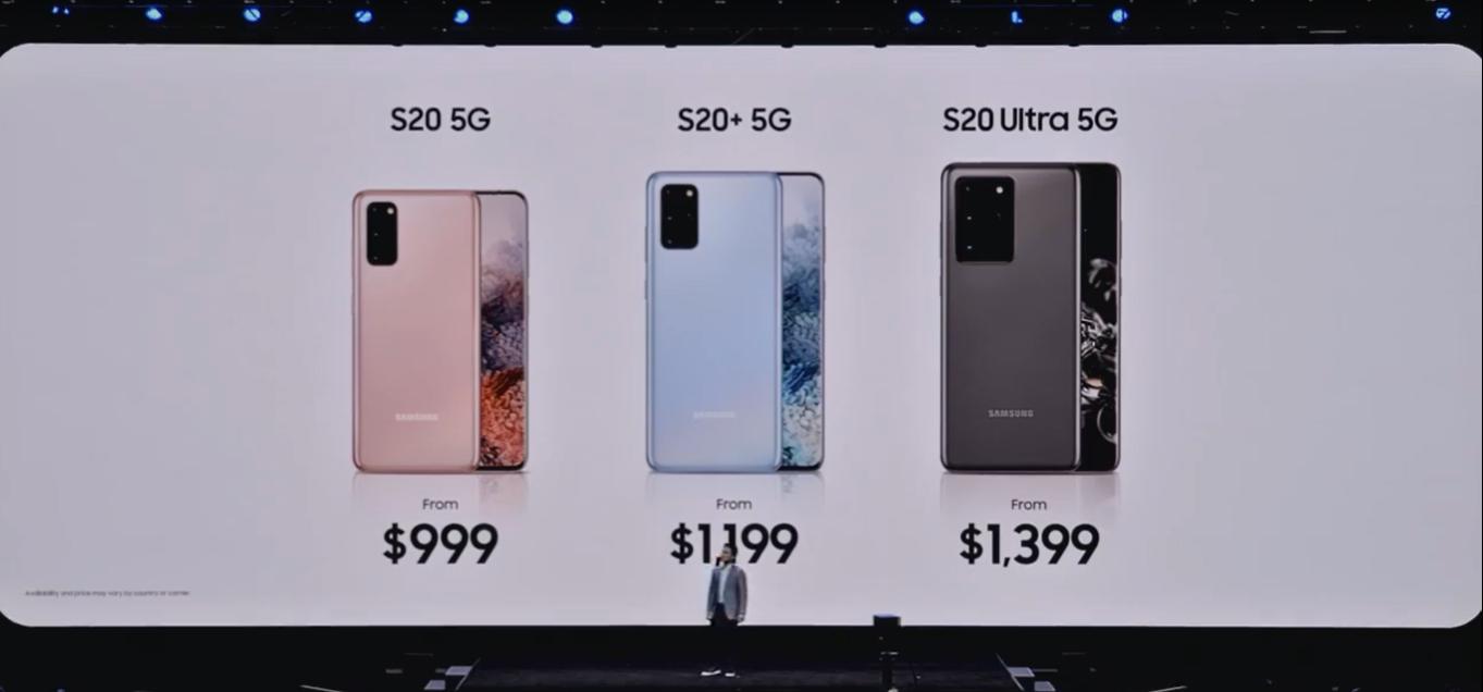 Los precios de la serie Galaxy S20 de Samsung. (Foto: Samsung/Galaxy Unpacked 2020)