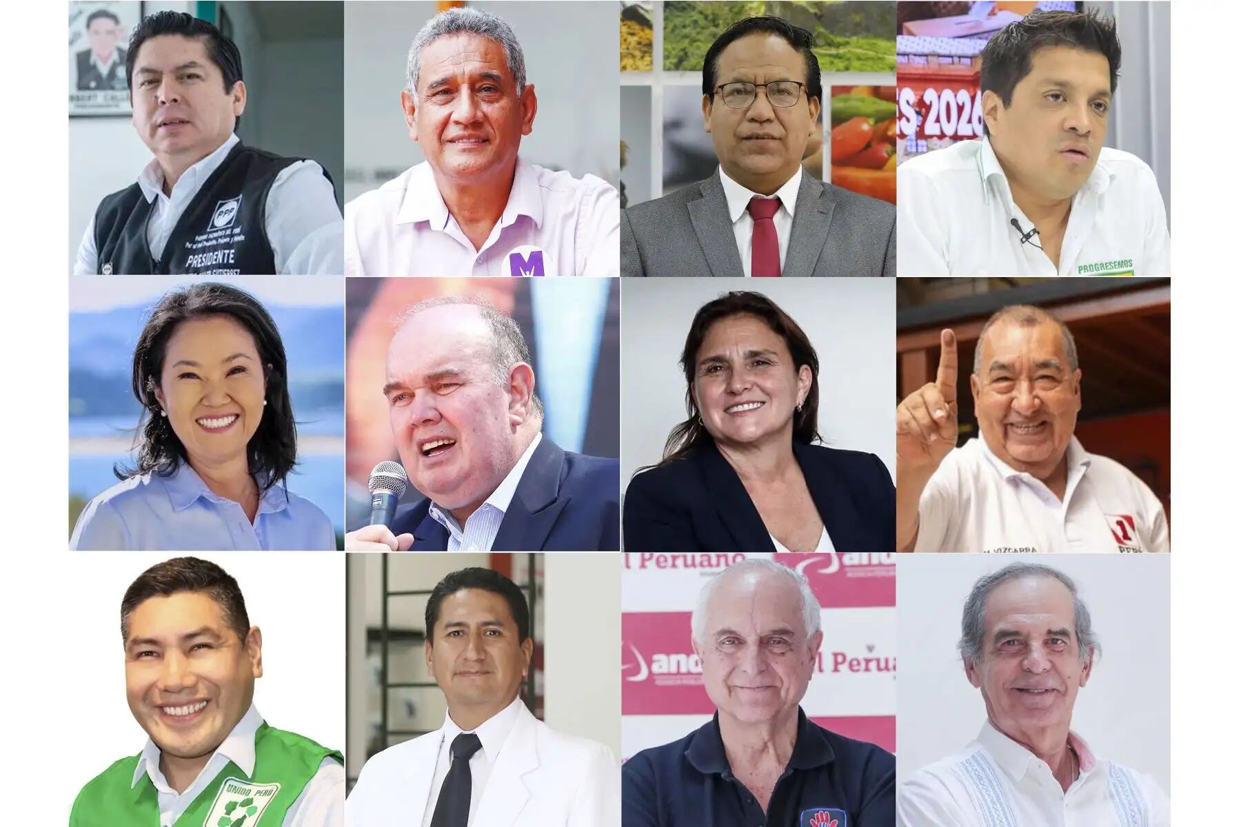 Estos son los 12 candidatos que debatirán este martes 31 de marzo. Foto: ANDINA/Difusión