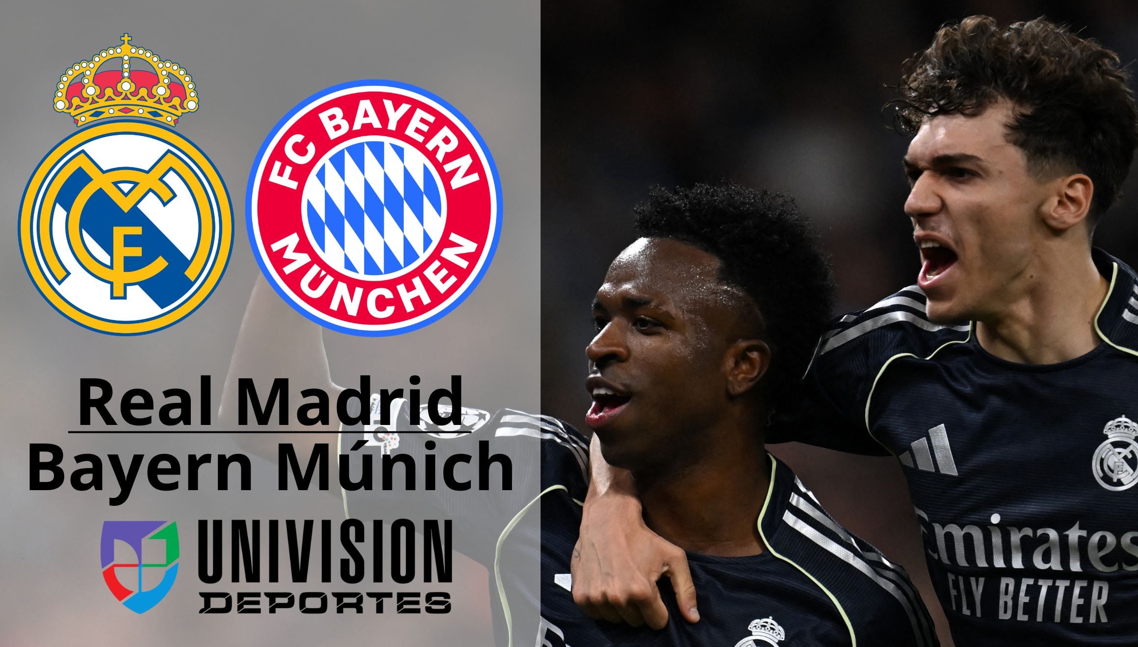 Univisión Deportes y TUDN transmite el partido Real Madrid vs. TUDN en vivo en directo por cuartos de final de la UEFA Champions League 2026. (Foto: Composición Gestión Mix)