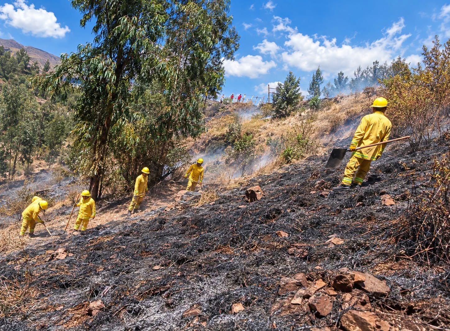 El Gobierno desplegó personal, así como equipos aéreos y terrestres en Cusco, Junín y Puno. Los vientos y la falta de lluvias dificultan el control del fuego. (Municipalidad de Cusco)